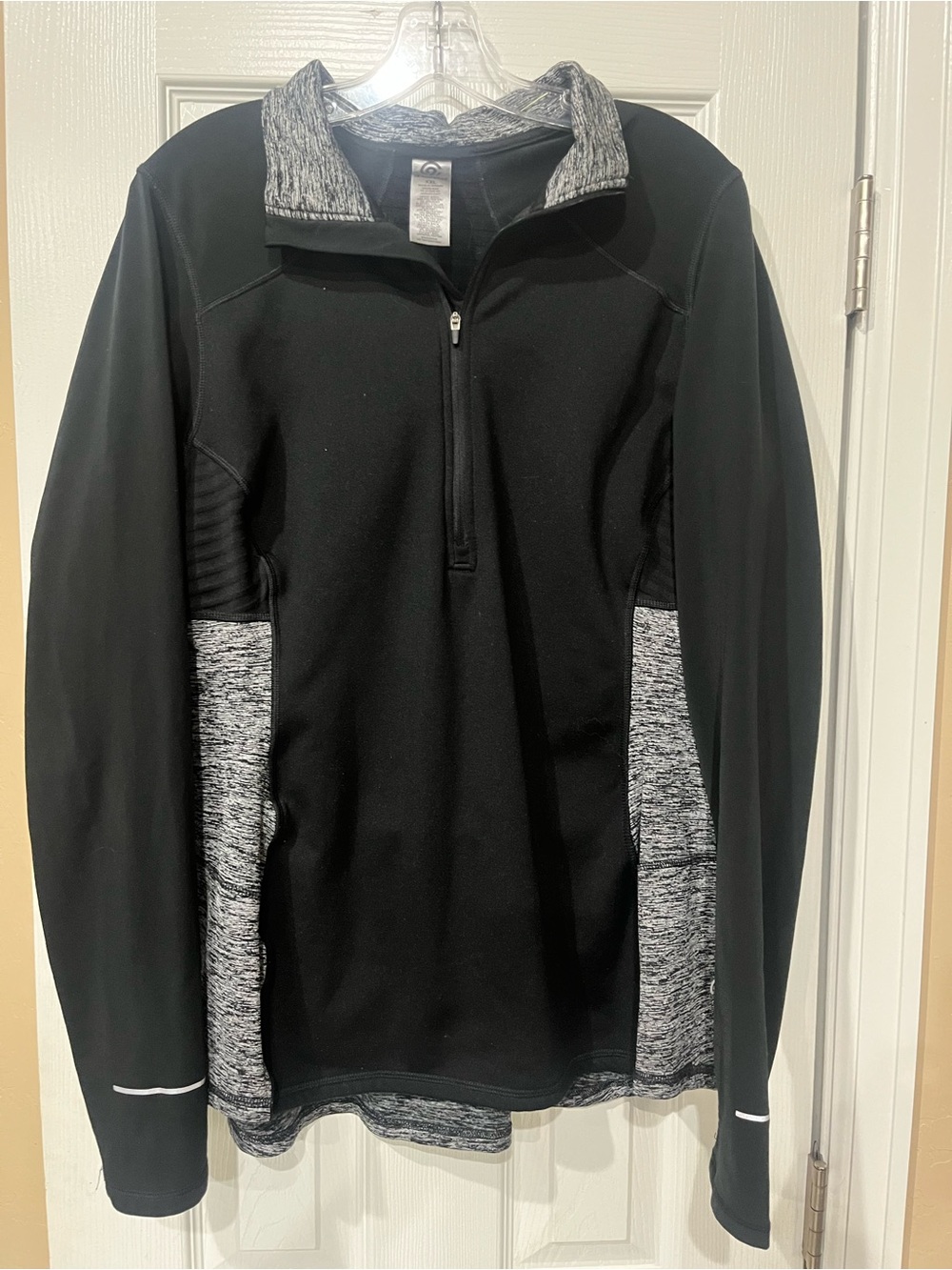 Champion Black Pullover V-Neck with Heather Gray Accents
